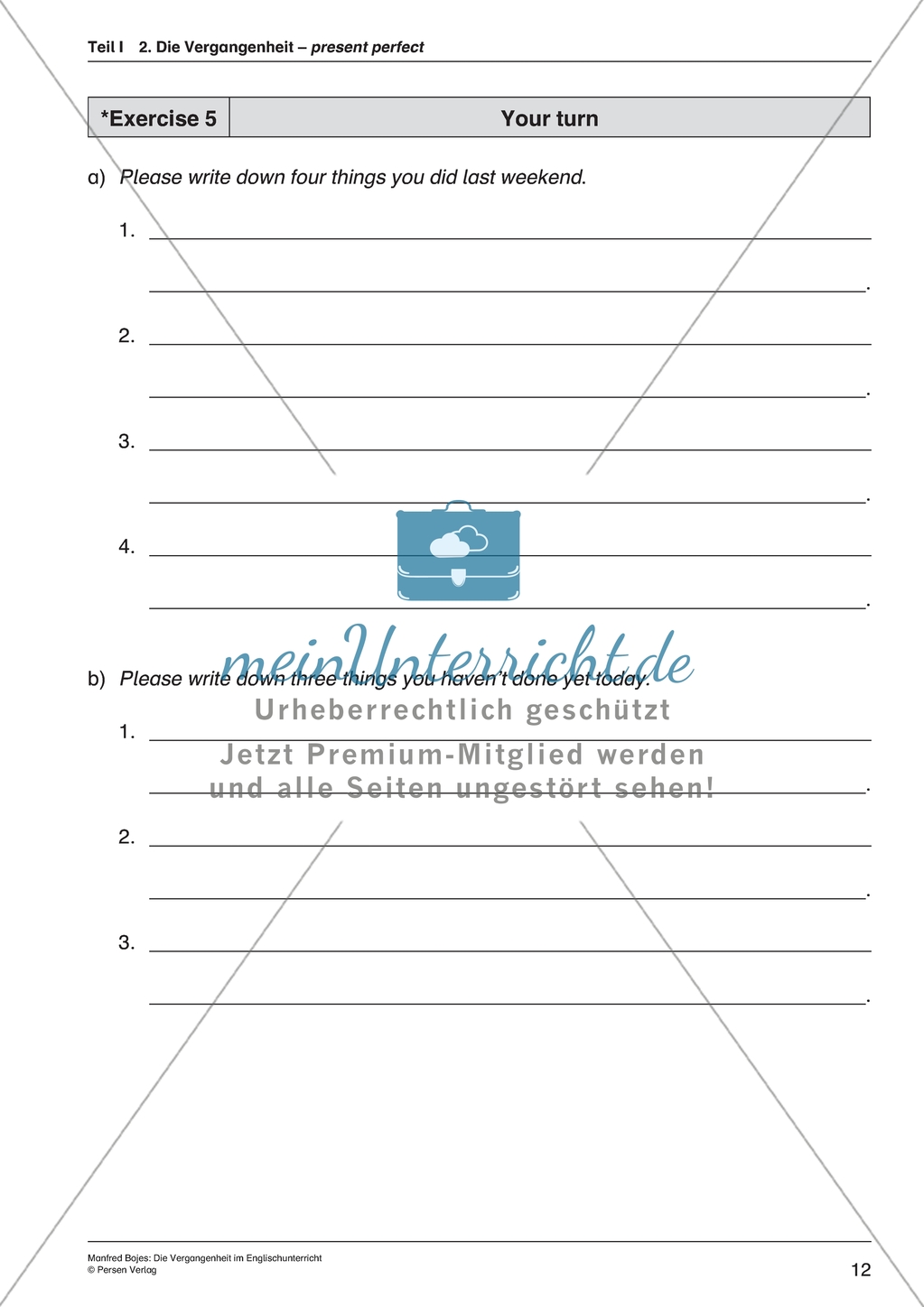 Present Perfect: Erklärungen und Übungen zur Bildung und Verwendung + Lösungen Preview 5