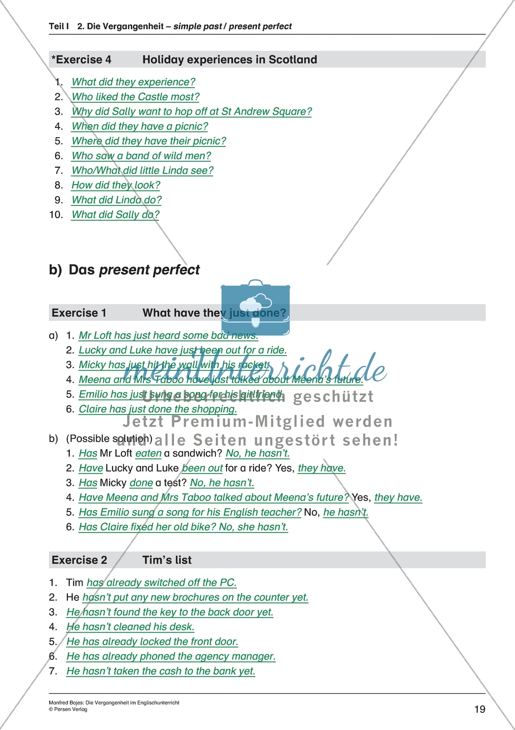 Present Perfect: Erklärungen und Übungen zur Bildung und Verwendung + Lösungen Preview 6
