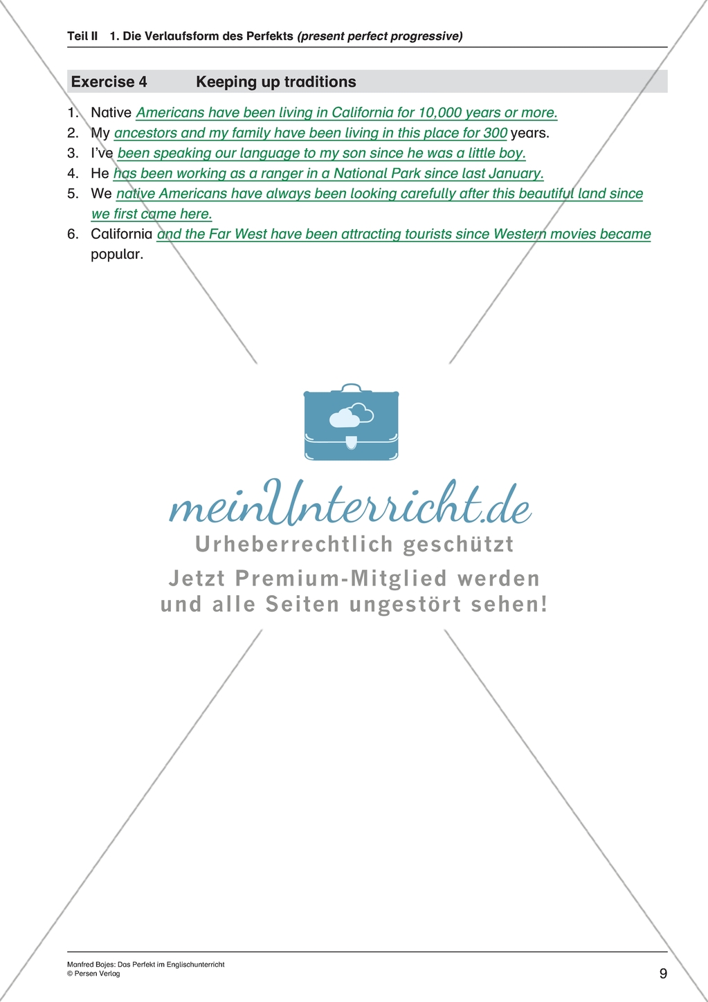 Present Perfect Progressive: Übungen + Lösungen Preview 7