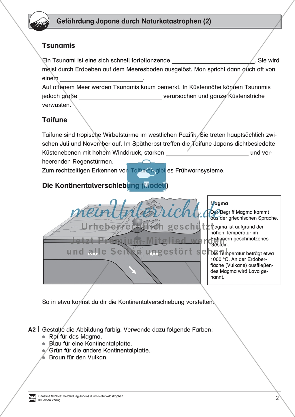 Gefährdung Japans durch Naturkatastrophen: Arbeitsmaterial mit Lösungen Preview 2
