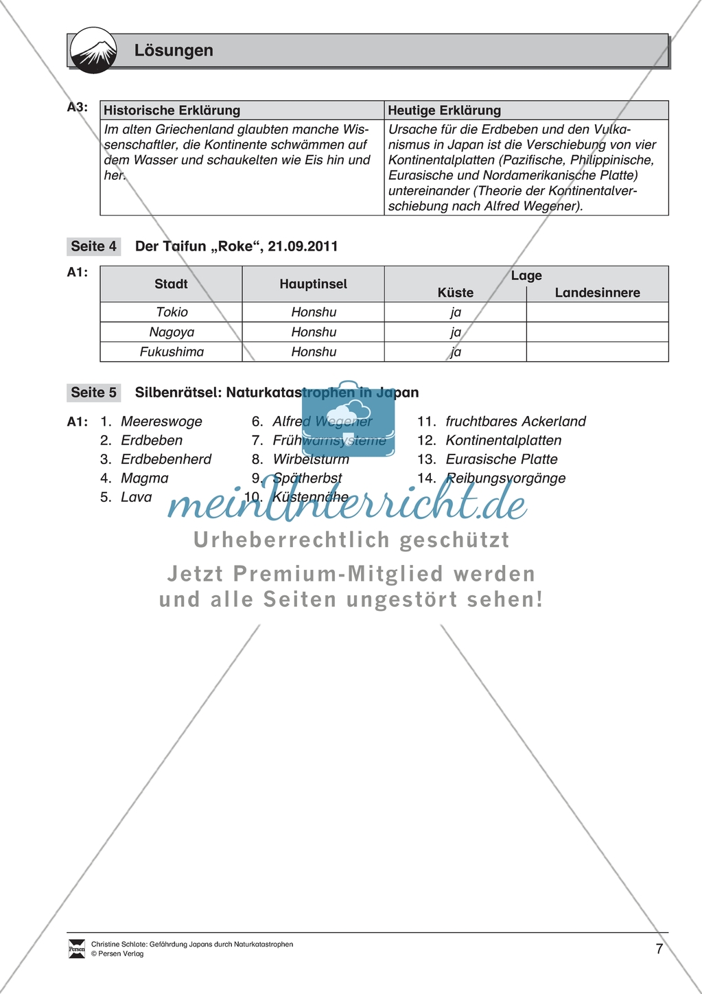 Der japanische Taifun 'Roke' und Silbenrätsel zu japanischen Naturkatastrophen: Arbeitsmaterial mit Lösungen Preview 3
