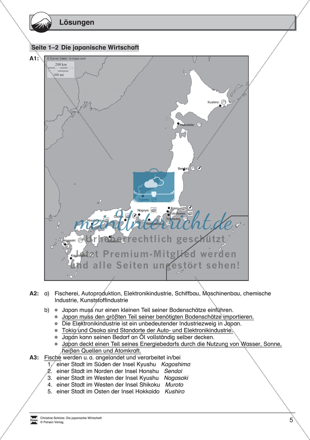 Die japanische Wirtschaft: Arbeitsmaterial mit Lösungen Preview 5