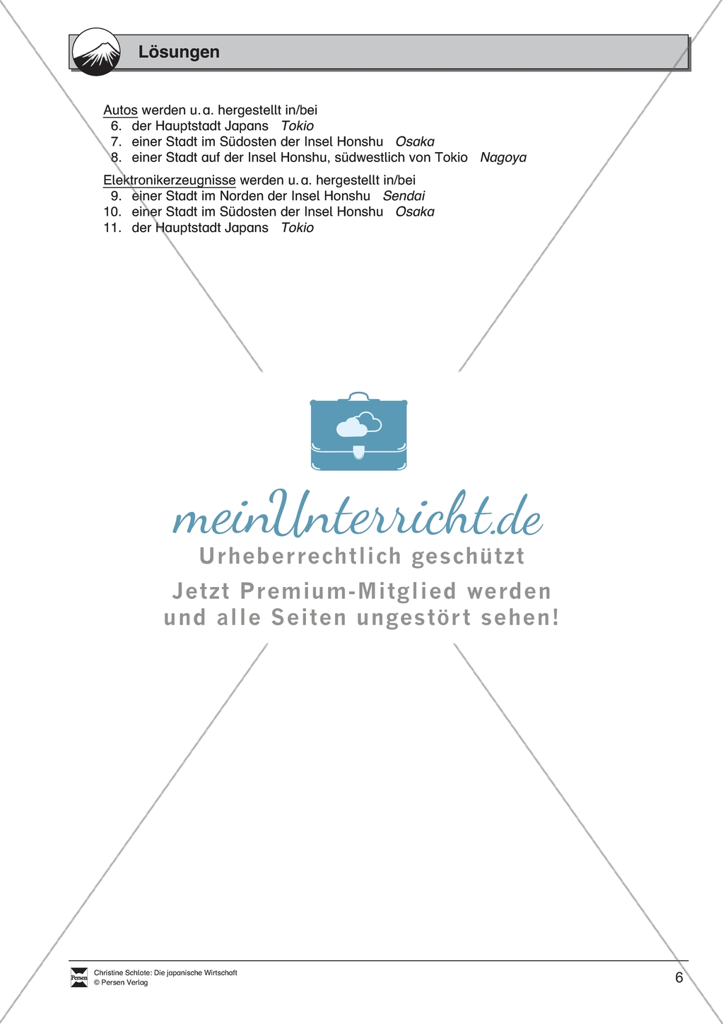 Die japanische Wirtschaft: Arbeitsmaterial mit Lösungen Preview 6