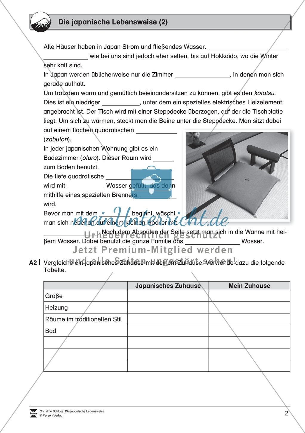Die japanische Lebensweise: Arbeitsmaterial mit Lösungen Preview 2