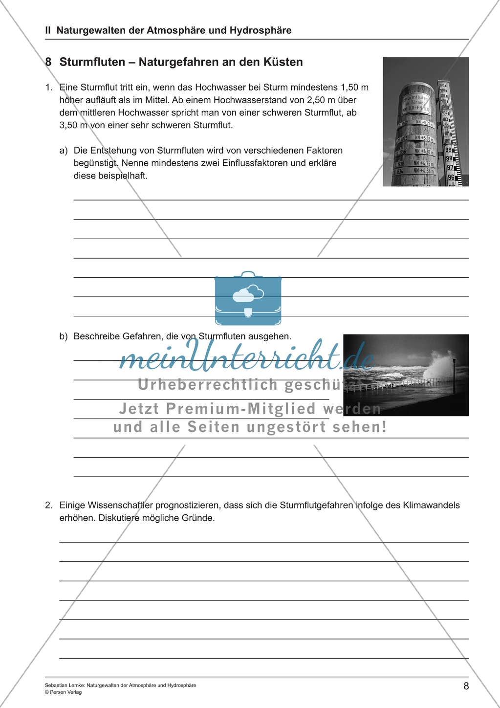 Naturgewalt der Gezeiten: Arbeitsmaterial mit Lösung Preview 2