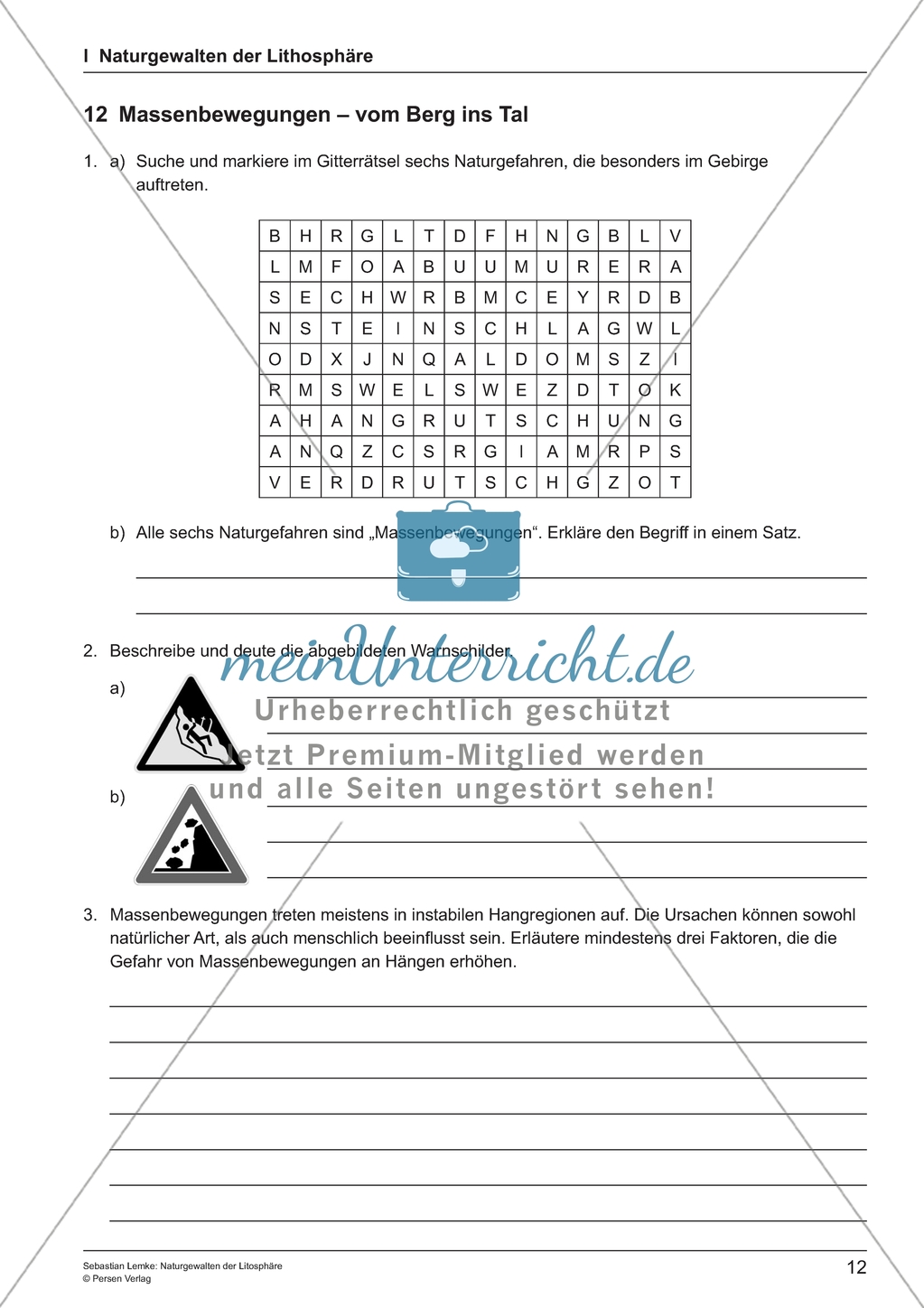 Naturgewalten der Lithosphäre: Unterrichtseinheit Preview 12