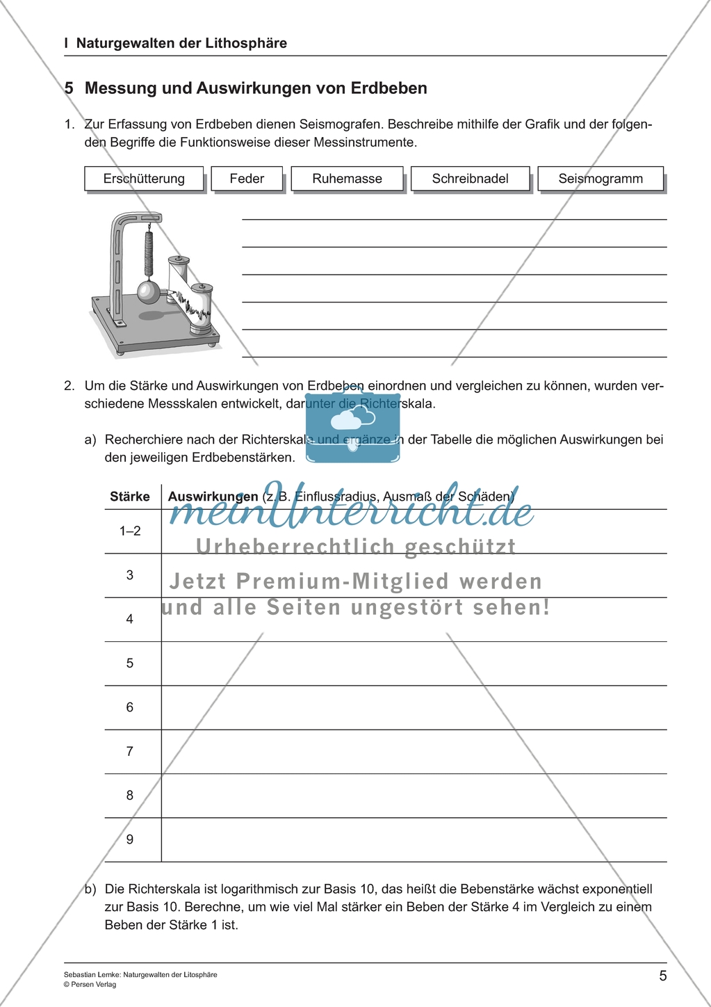 Naturgewalten der Lithosphäre: Unterrichtseinheit Preview 5
