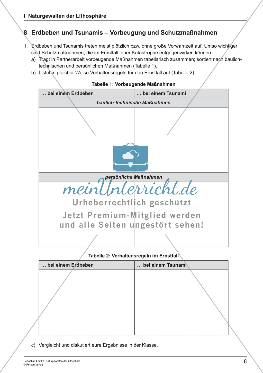 Naturgewalten der Lithosphäre: Unterrichtseinheit Preview 8