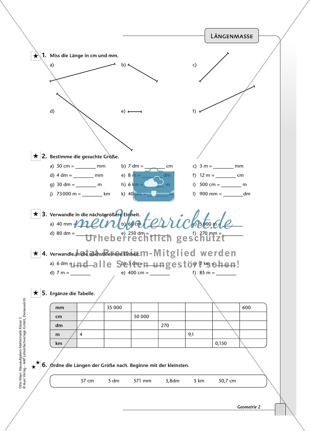 Geometrie - Hausaufgaben zum Umfang und Flächeninhalt von geometrischen Figuren mit Lösungen. Preview 1