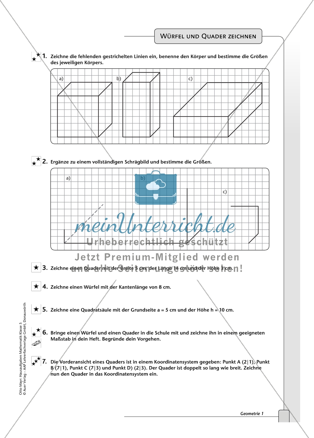 Geometrie - Hausaufgaben zu geometrischen Körpern mit Lösungen. Preview 4
