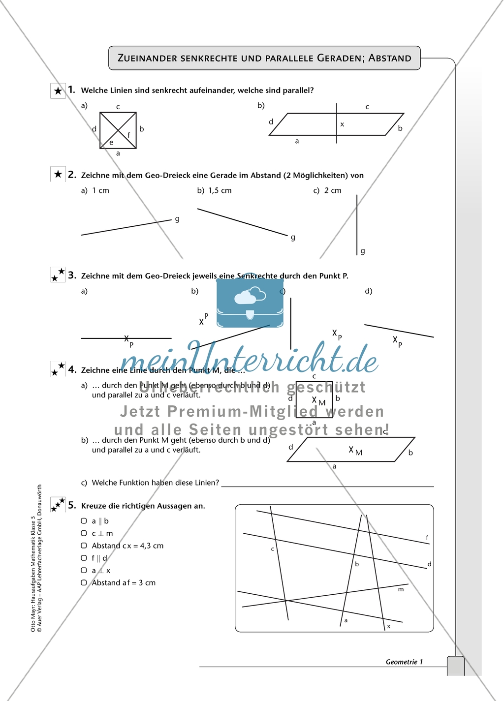 Geometrie - Hausaufgaben zum Thema