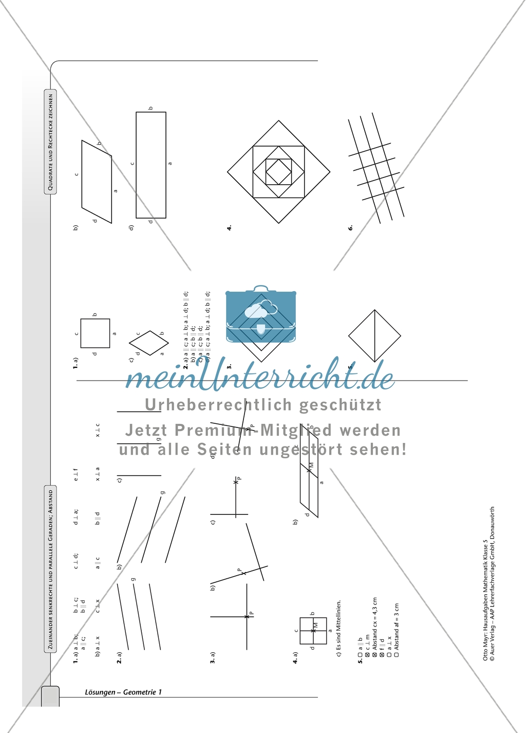 Geometrie - Hausaufgaben zum Thema