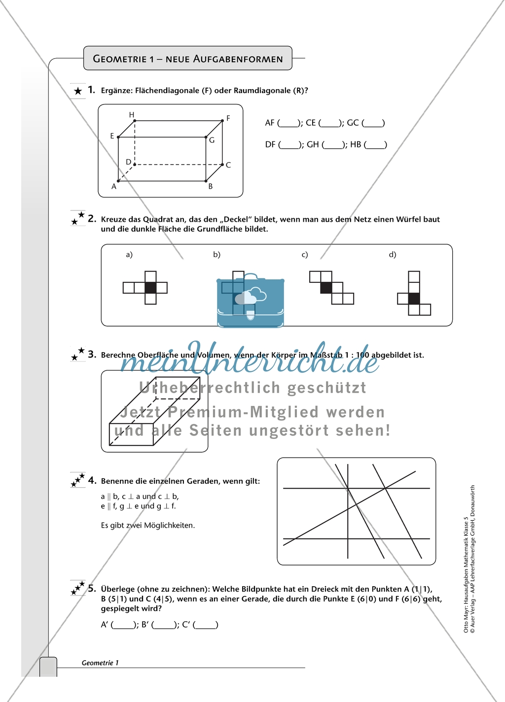 Geometrie - neue Aufgabenformen mit Lösungen Preview 1
