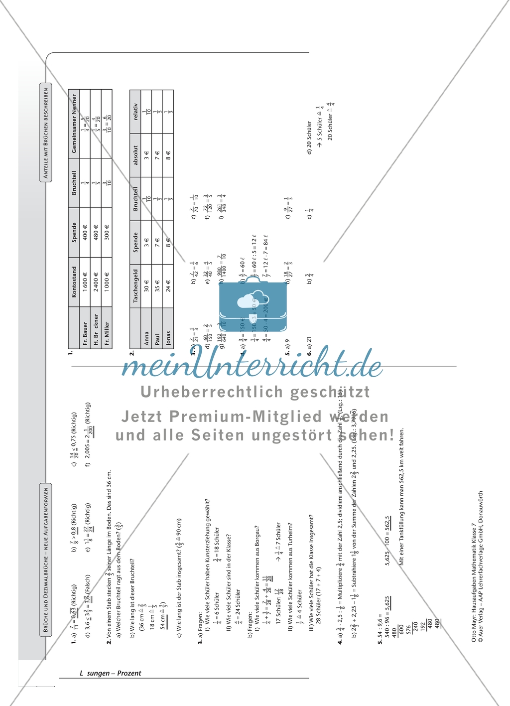 Hausaufgaben zum Thema: Prozentrechnung mit Lösungen. Preview 11