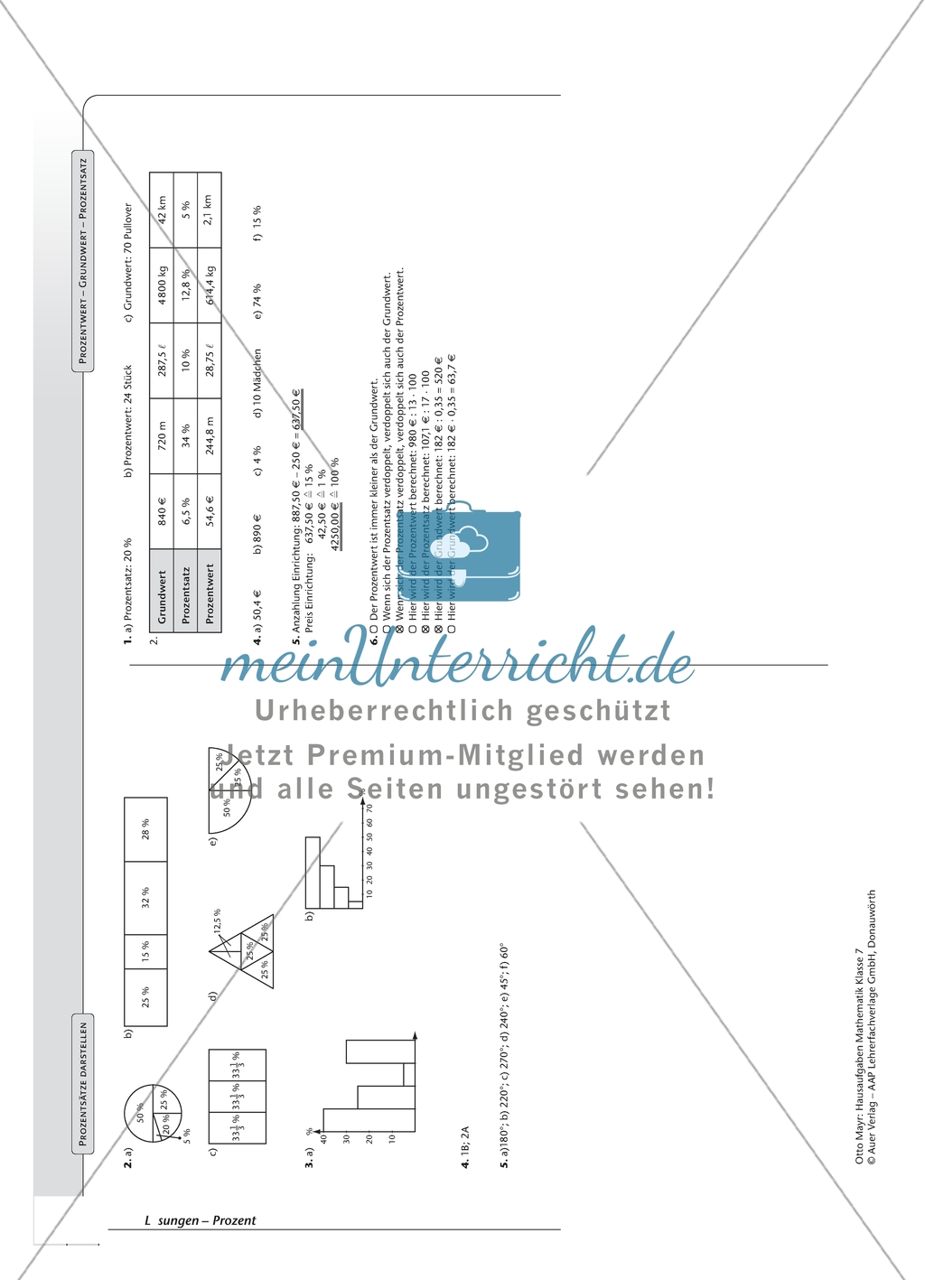 Hausaufgaben zum Thema: Prozentrechnung mit Lösungen. Preview 13