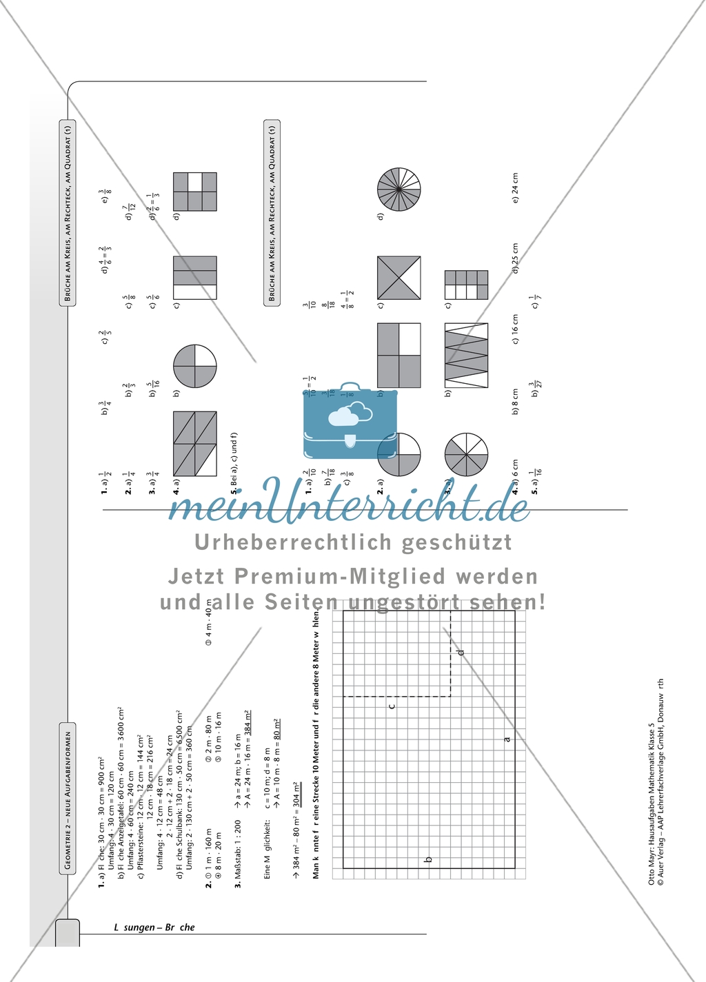 Hausaufgaben zur Darstellung von Brüchen mit Lösungen Preview 6