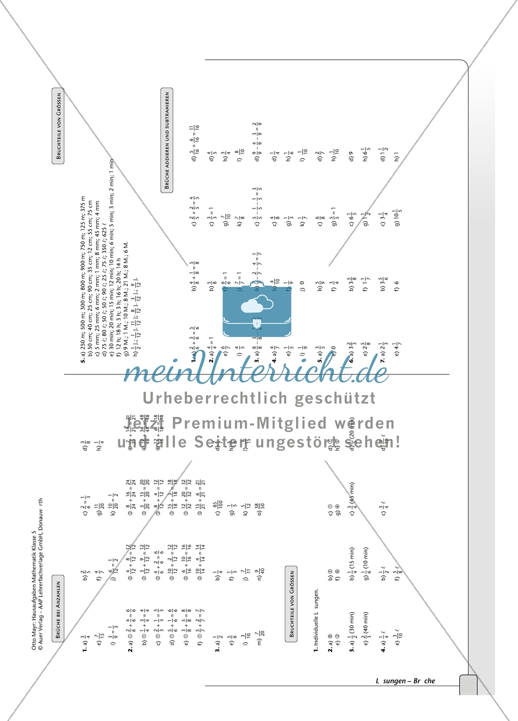 Hausaufgaben zur Darstellung von Brüchen mit Lösungen Preview 7