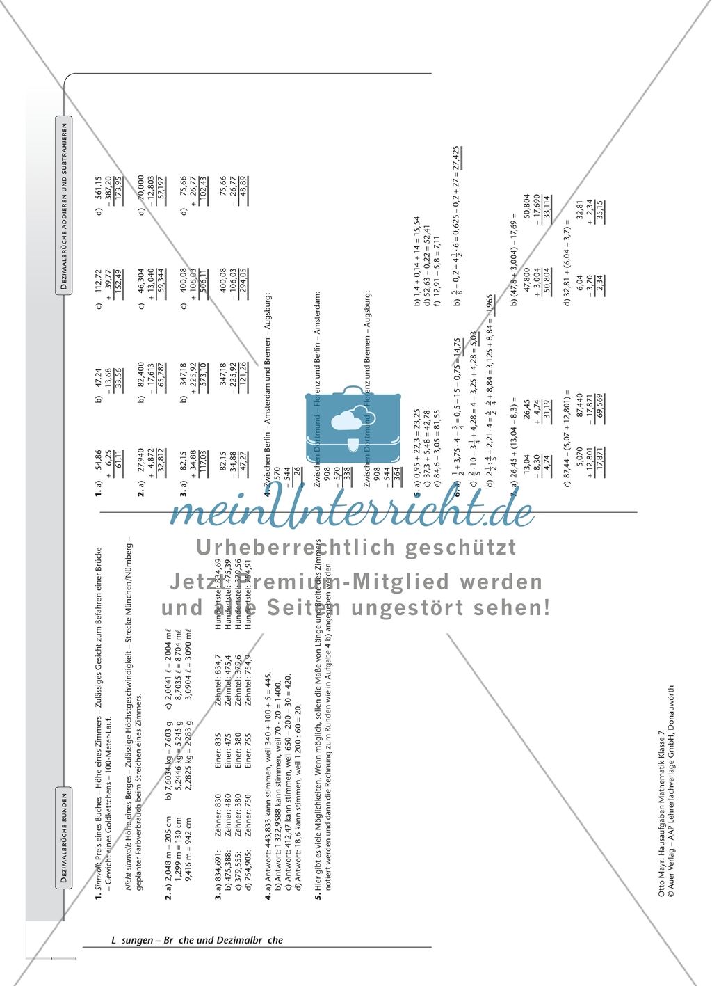 Hausaufgaben zum Rechnen mit Dezimalbrüchen inklusive Lösungen. Preview 4