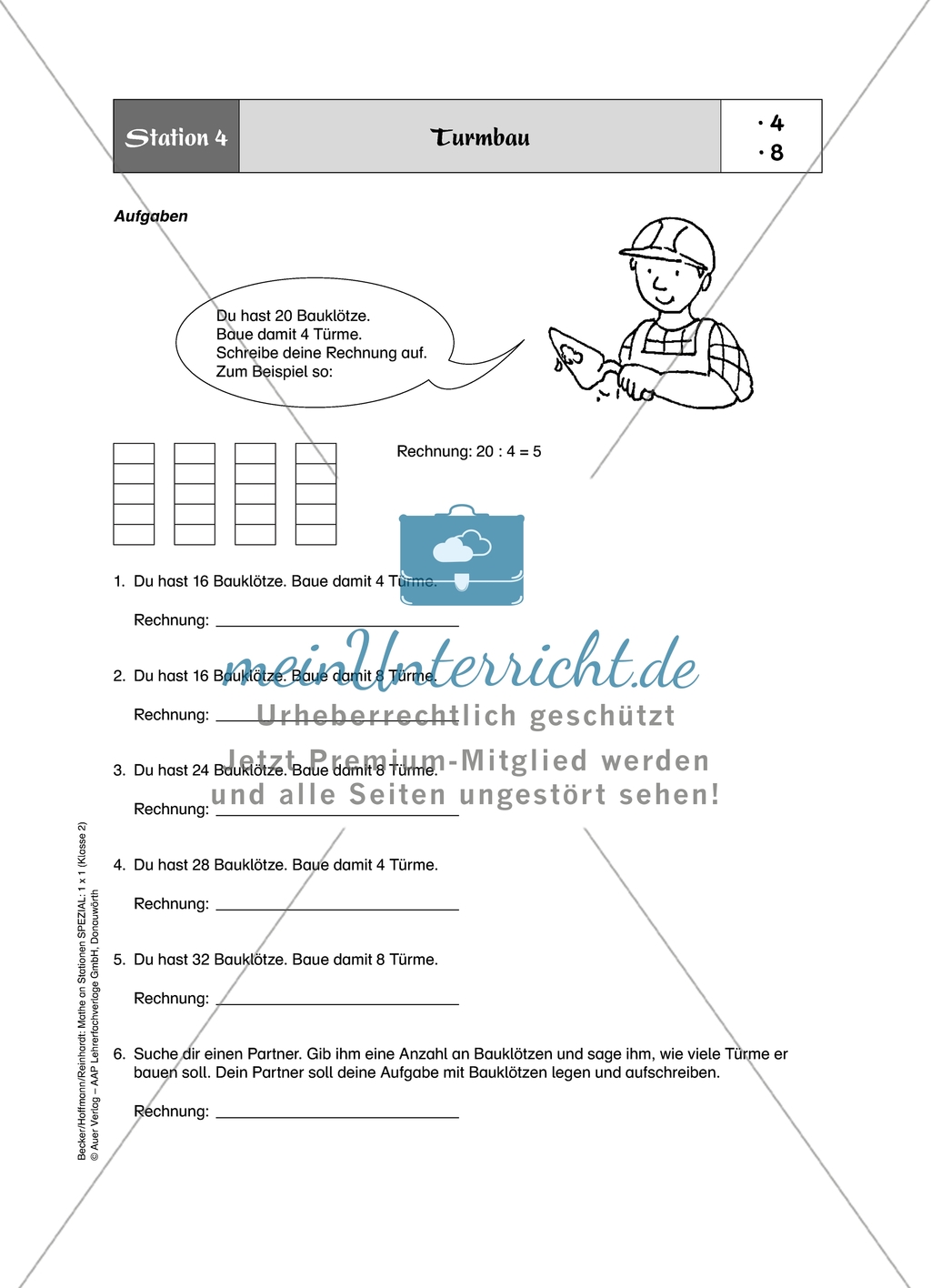 Aufgaben für eine Stationsarbeit zum Thema: