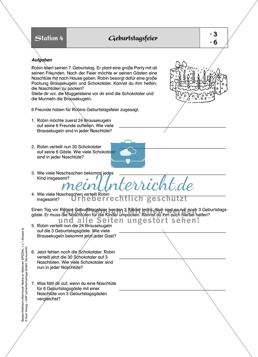 Aufgaben für eine Stationsarbeit zum Thema: