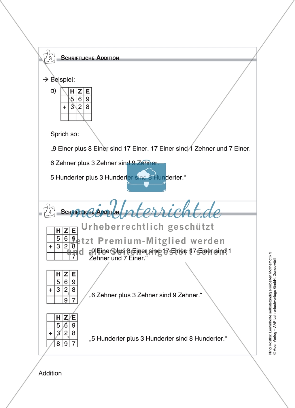 Schülerinnen und Schüler erarbeiten sich mit diesem Material Lerninhalte zum Thema Addition mit Aufgaben-, Tipp- und Lösungskarten selbstständig. Preview 11
