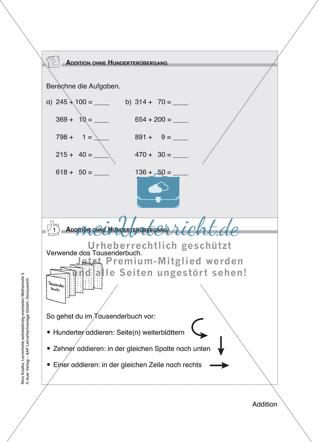 Schülerinnen und Schüler erarbeiten sich mit diesem Material Lerninhalte zum Thema Addition mit Aufgaben-, Tipp- und Lösungskarten selbstständig. Preview 2