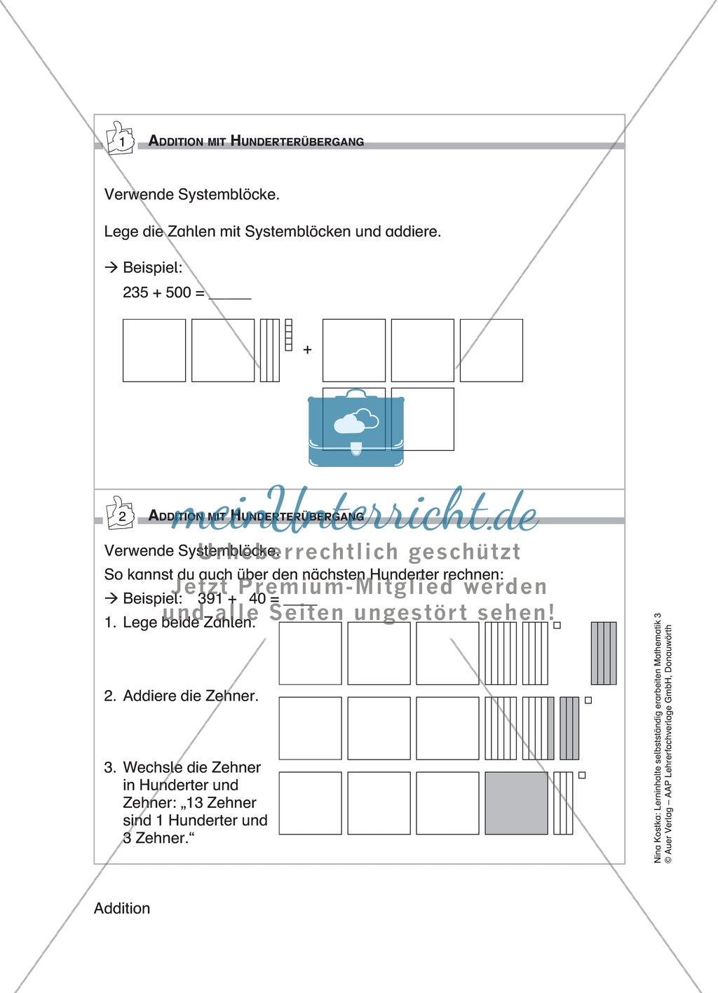 Schülerinnen und Schüler erarbeiten sich mit diesem Material Lerninhalte zum Thema Addition mit Aufgaben-, Tipp- und Lösungskarten selbstständig. Preview 5