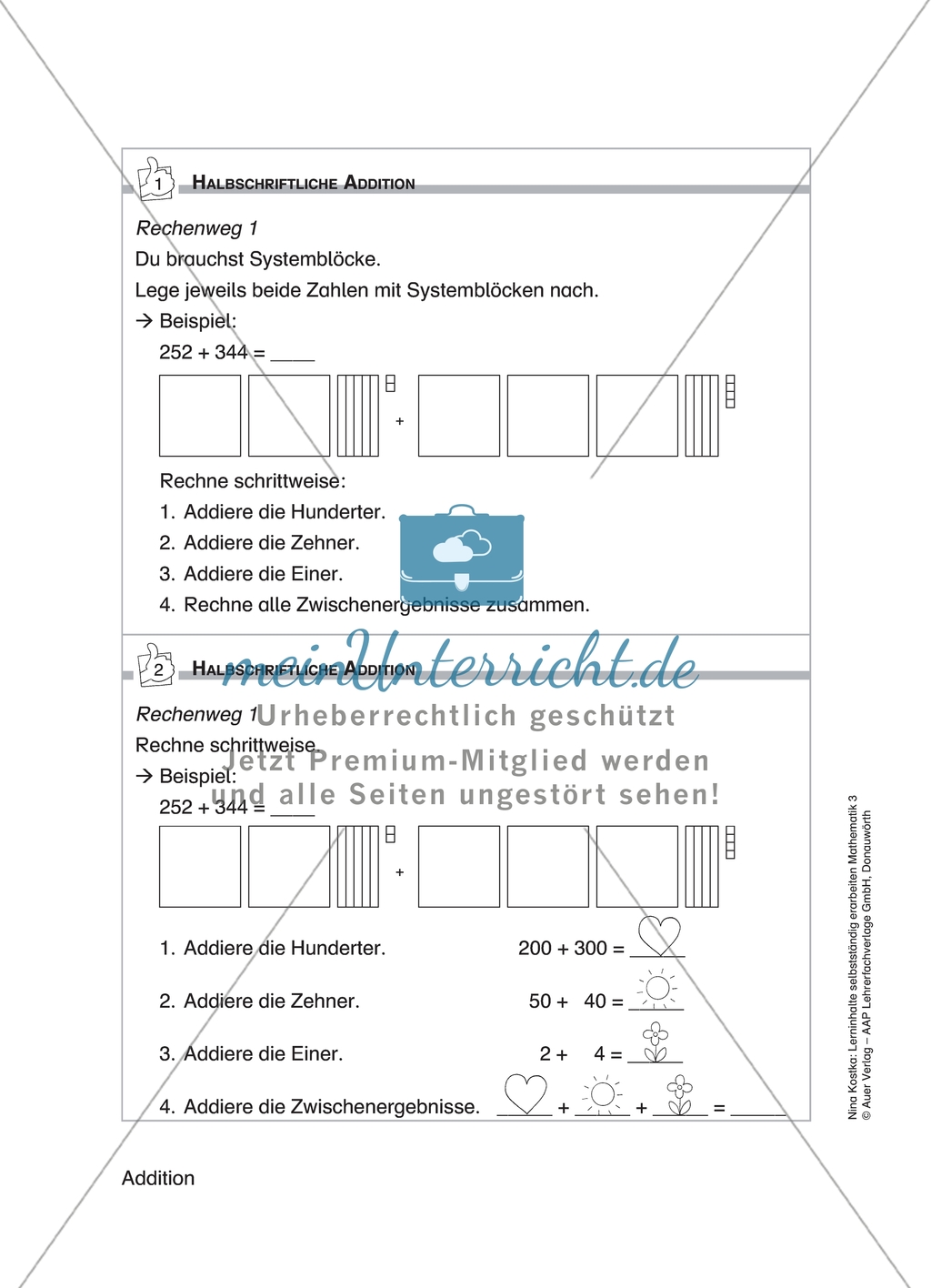 Schülerinnen und Schüler erarbeiten sich mit diesem Material Lerninhalte zum Thema Addition mit Aufgaben-, Tipp- und Lösungskarten selbstständig. Preview 7