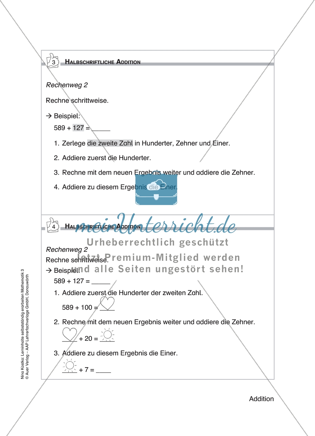 Schülerinnen und Schüler erarbeiten sich mit diesem Material Lerninhalte zum Thema Addition mit Aufgaben-, Tipp- und Lösungskarten selbstständig. Preview 8