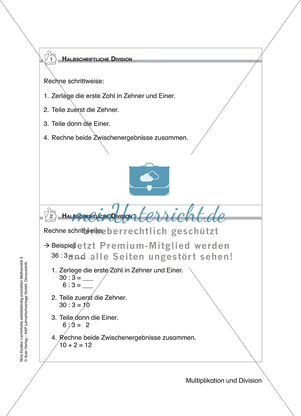 Schülerinnen und Schüler erarbeiten sich mit diesem Material Lerninhalte zum Thema Multiplikation und Division mit Aufgaben-, Tipp- und Lösungskarten selbstständig. Preview 11