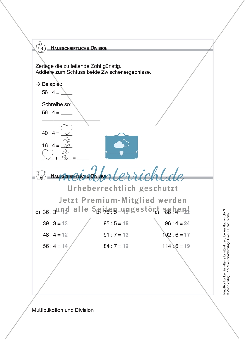 Schülerinnen und Schüler erarbeiten sich mit diesem Material Lerninhalte zum Thema Multiplikation und Division mit Aufgaben-, Tipp- und Lösungskarten selbstständig. Preview 12