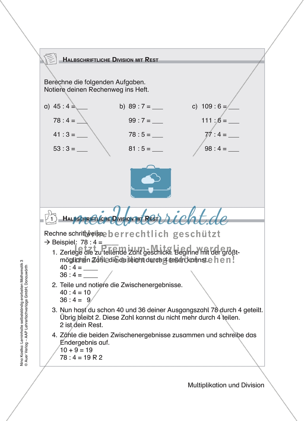 Schülerinnen und Schüler erarbeiten sich mit diesem Material Lerninhalte zum Thema Multiplikation und Division mit Aufgaben-, Tipp- und Lösungskarten selbstständig. Preview 13