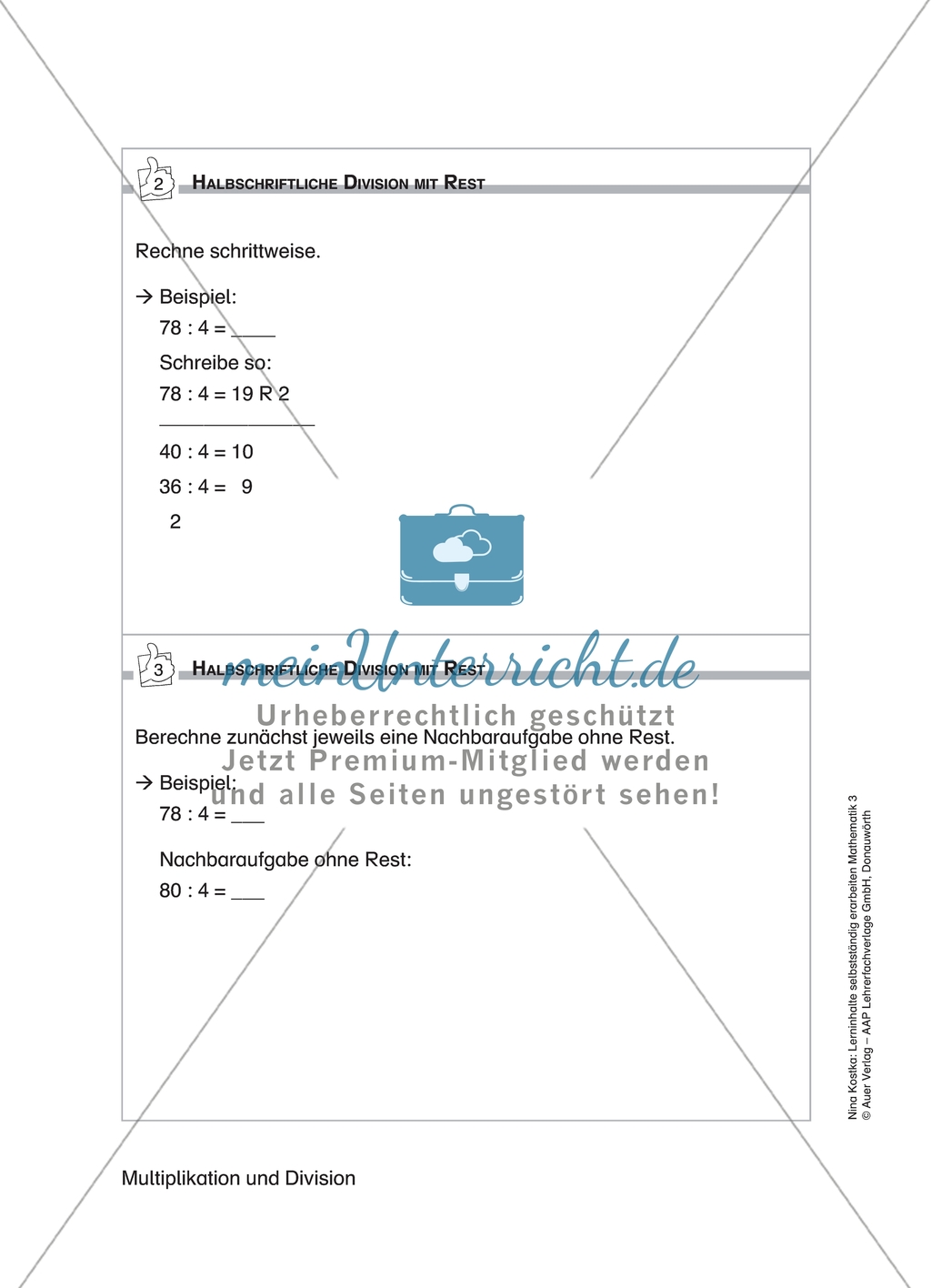Schülerinnen und Schüler erarbeiten sich mit diesem Material Lerninhalte zum Thema Multiplikation und Division mit Aufgaben-, Tipp- und Lösungskarten selbstständig. Preview 14