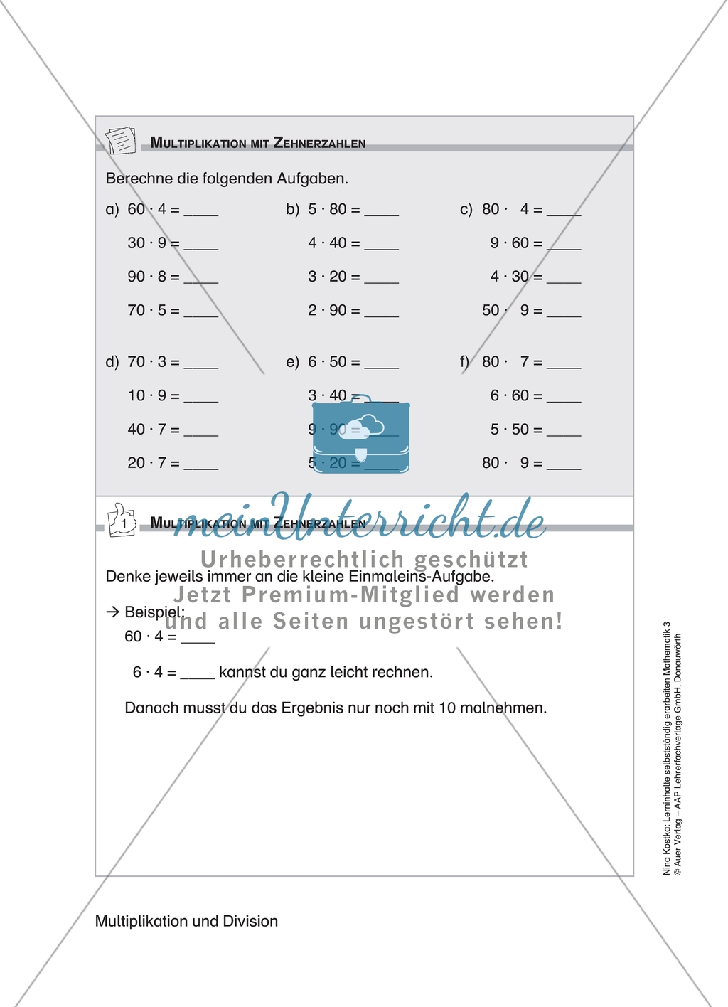 Schülerinnen und Schüler erarbeiten sich mit diesem Material Lerninhalte zum Thema Multiplikation und Division mit Aufgaben-, Tipp- und Lösungskarten selbstständig. Preview 2