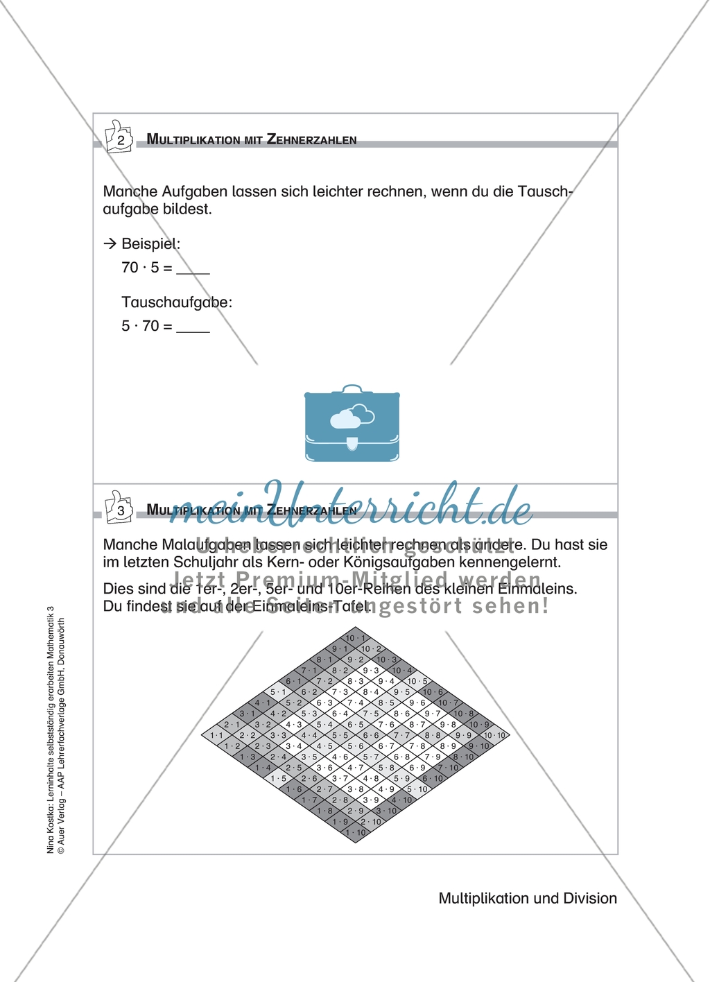 Schülerinnen und Schüler erarbeiten sich mit diesem Material Lerninhalte zum Thema Multiplikation und Division mit Aufgaben-, Tipp- und Lösungskarten selbstständig. Preview 3