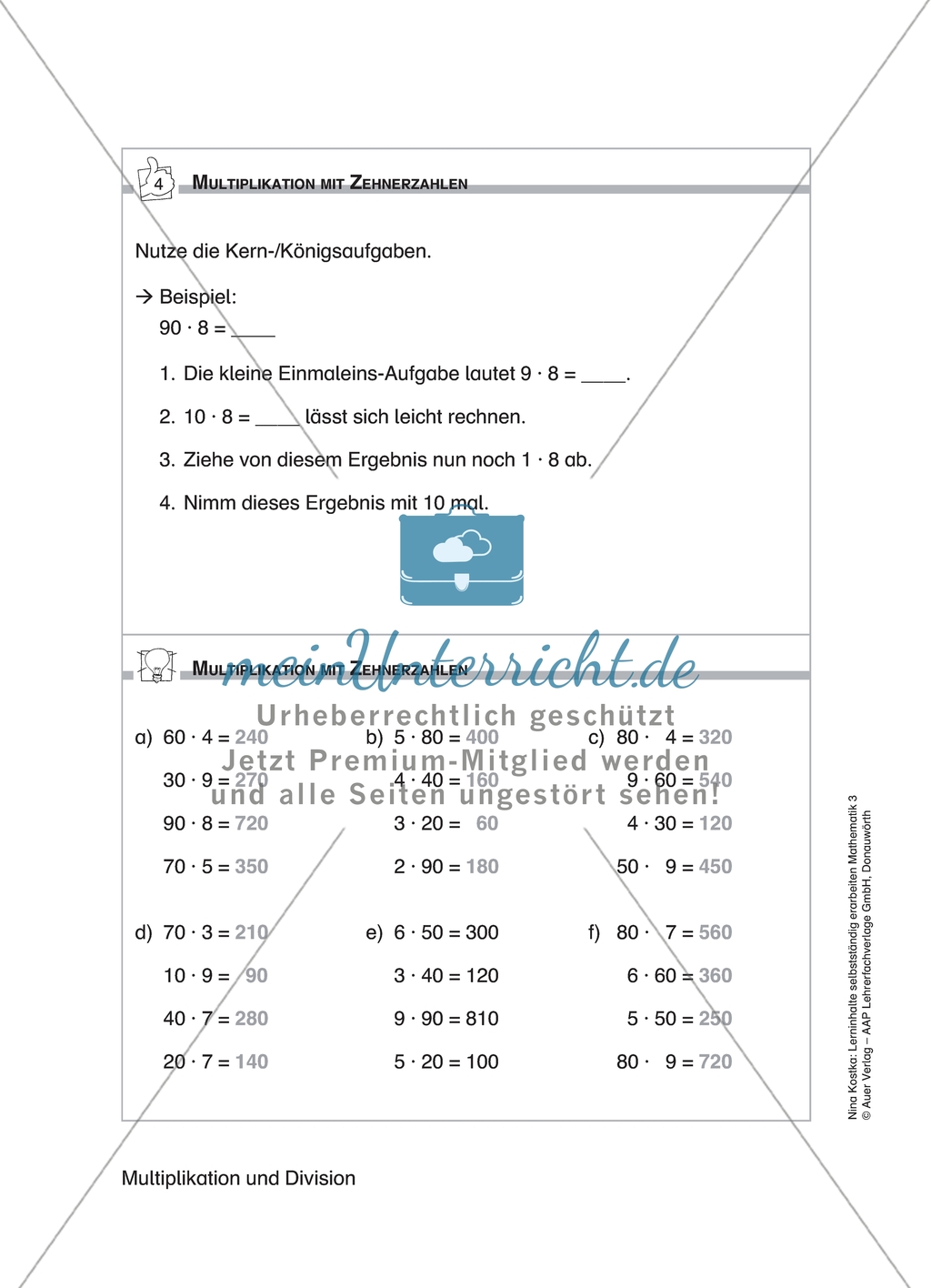 Schülerinnen und Schüler erarbeiten sich mit diesem Material Lerninhalte zum Thema Multiplikation und Division mit Aufgaben-, Tipp- und Lösungskarten selbstständig. Preview 4