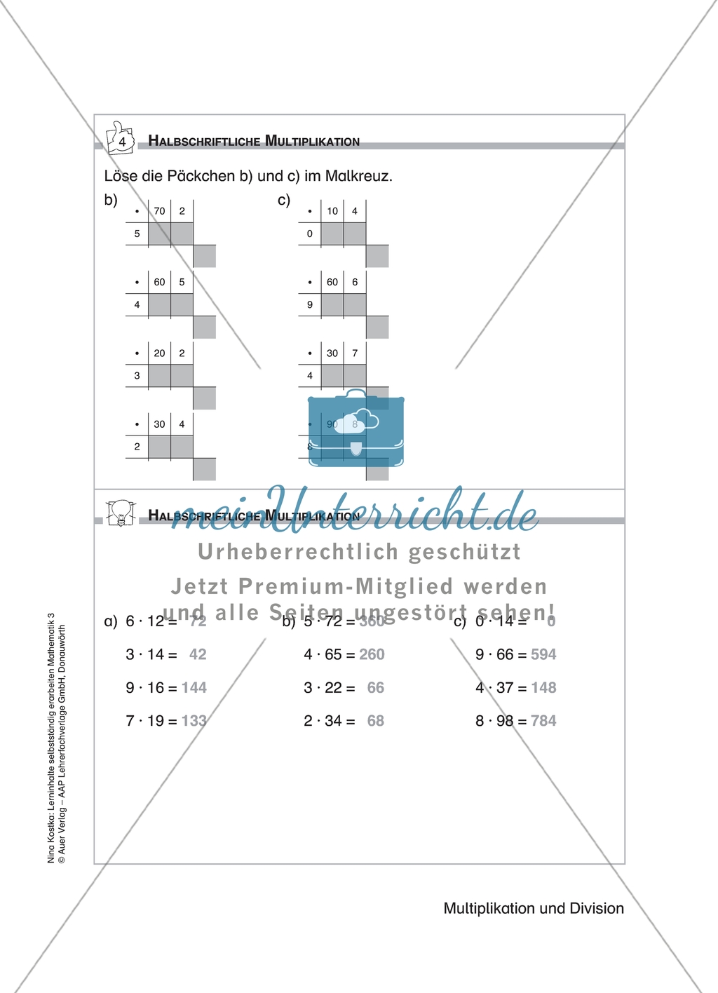 Schülerinnen und Schüler erarbeiten sich mit diesem Material Lerninhalte zum Thema Multiplikation und Division mit Aufgaben-, Tipp- und Lösungskarten selbstständig. Preview 7