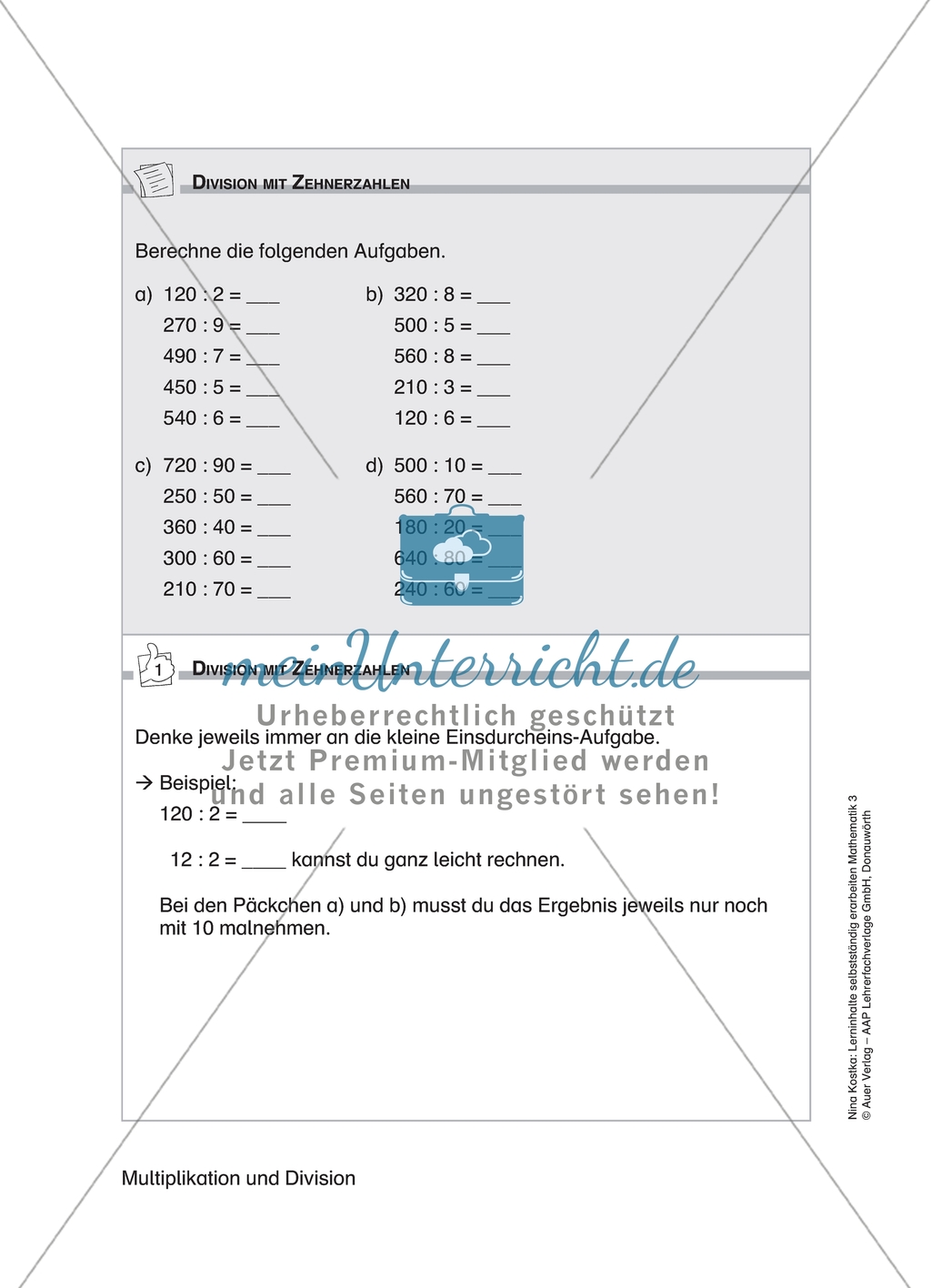 Schülerinnen und Schüler erarbeiten sich mit diesem Material Lerninhalte zum Thema Multiplikation und Division mit Aufgaben-, Tipp- und Lösungskarten selbstständig. Preview 8