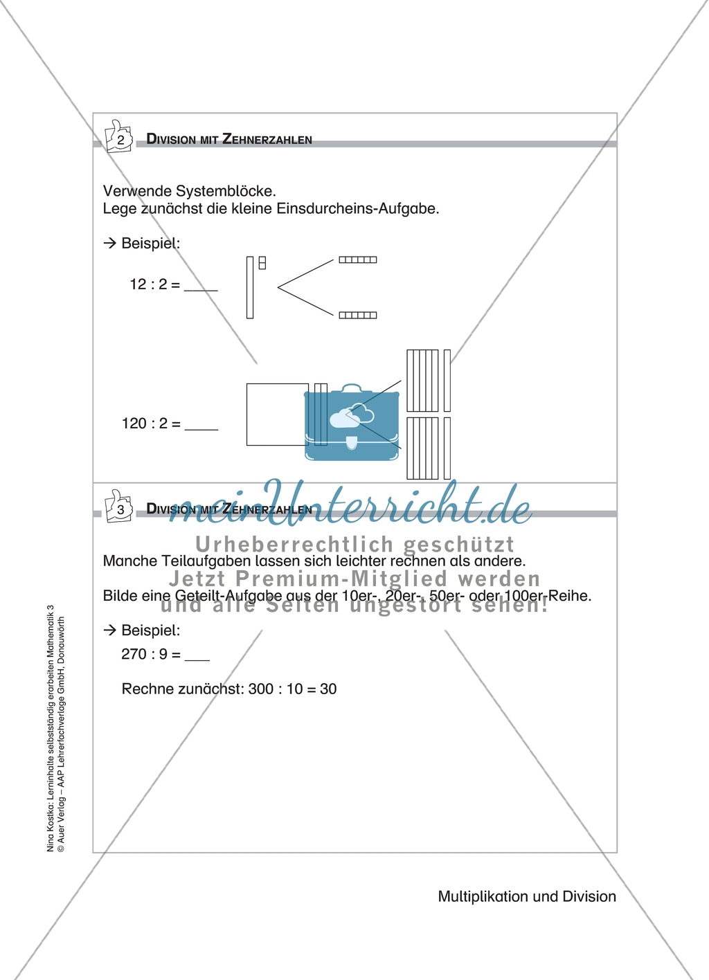 Schülerinnen und Schüler erarbeiten sich mit diesem Material Lerninhalte zum Thema Multiplikation und Division mit Aufgaben-, Tipp- und Lösungskarten selbstständig. Preview 9