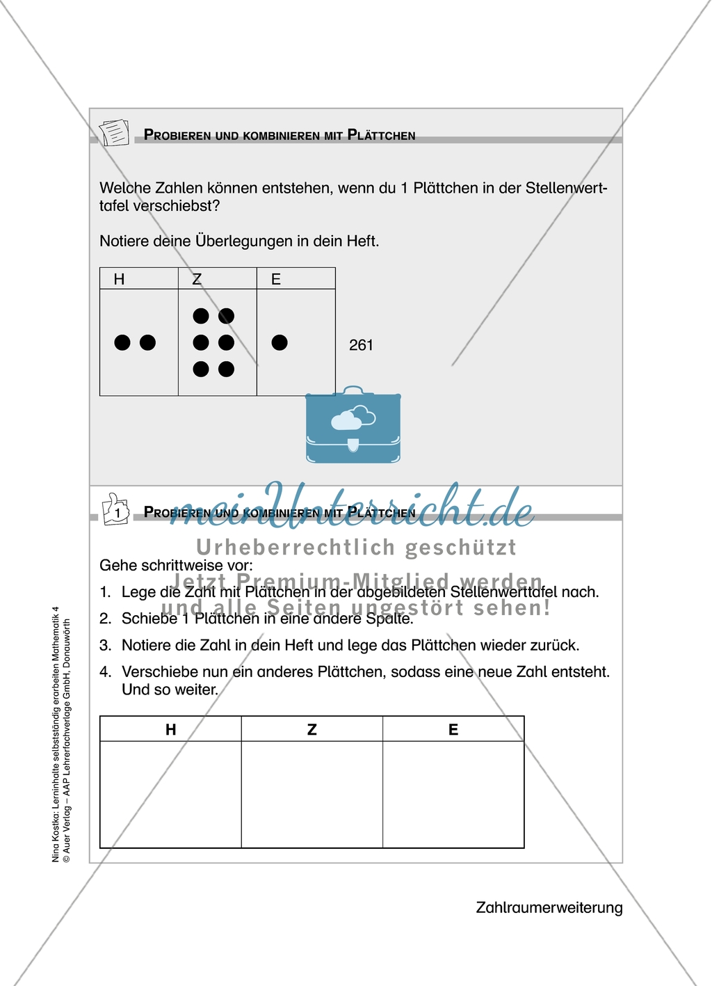 Schüler erarbeiten sich mit diesem Material Lerninhalte zum Thema Zahlraumerweiterung mit Aufgaben-, Tipp- und Lösungskarten selbstständig. Preview 2