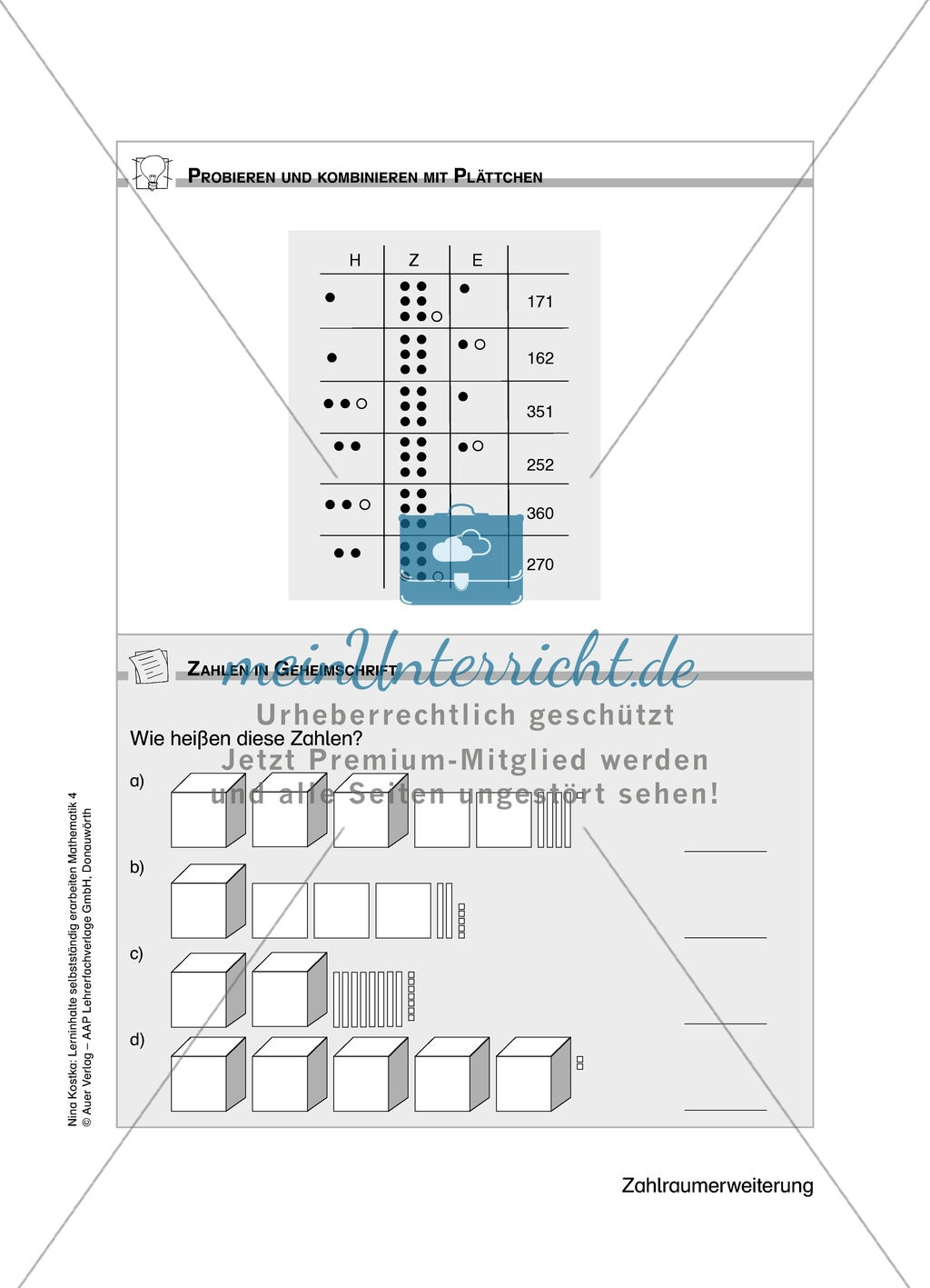 Schüler erarbeiten sich mit diesem Material Lerninhalte zum Thema Zahlraumerweiterung mit Aufgaben-, Tipp- und Lösungskarten selbstständig. Preview 4