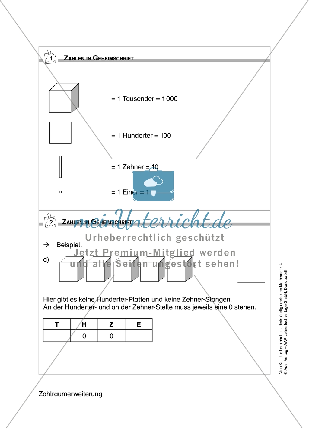 Schüler erarbeiten sich mit diesem Material Lerninhalte zum Thema Zahlraumerweiterung mit Aufgaben-, Tipp- und Lösungskarten selbstständig. Preview 5