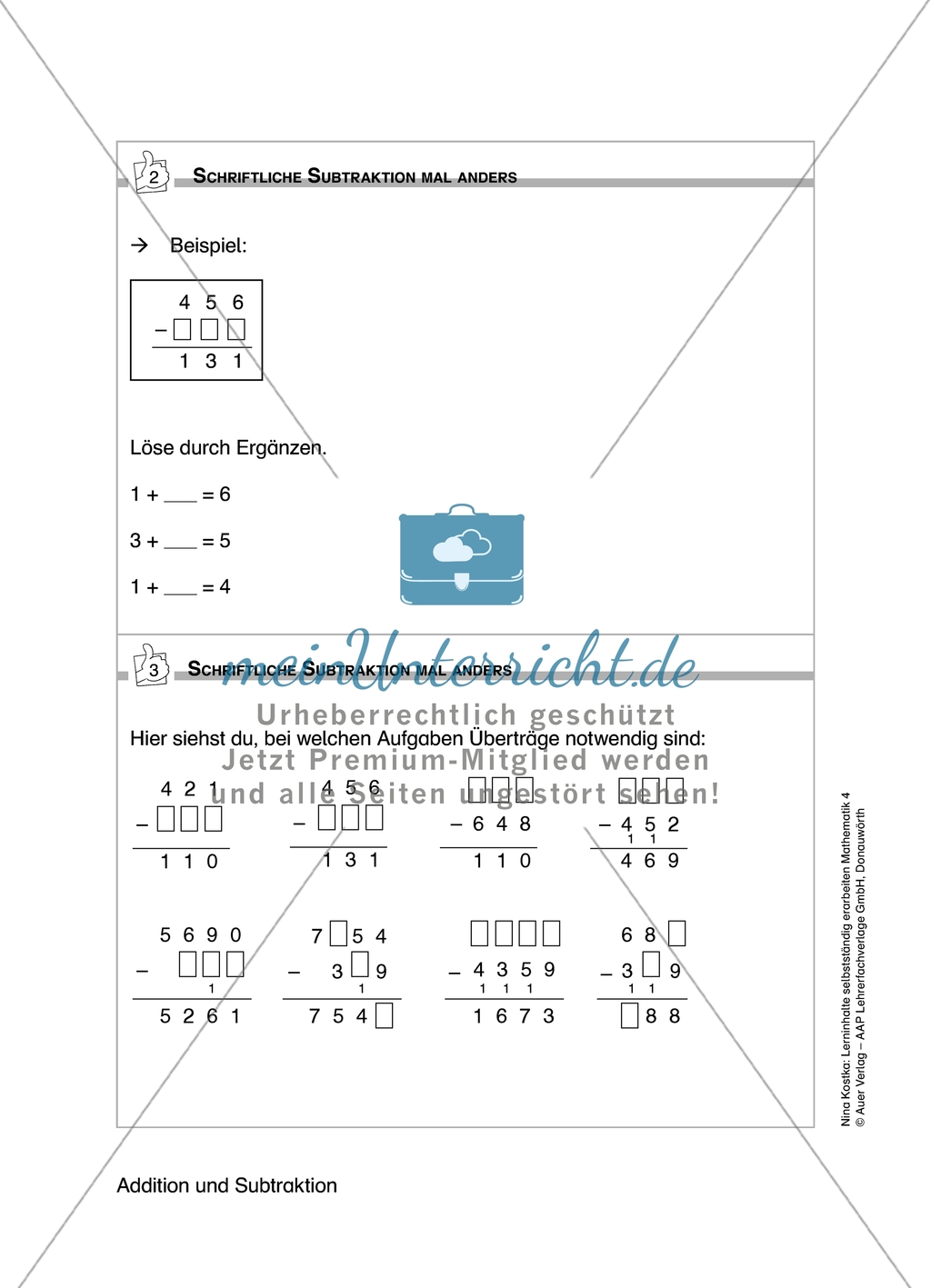 Schüler erarbeiten sich mit diesem Material Lerninhalte zum Thema Addition und Subtraktion mit Aufgaben-, Tipp- und Lösungskarten selbstständig. Preview 11