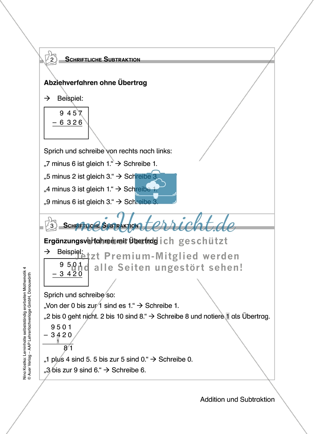 Schüler erarbeiten sich mit diesem Material Lerninhalte zum Thema Addition und Subtraktion mit Aufgaben-, Tipp- und Lösungskarten selbstständig. Preview 8