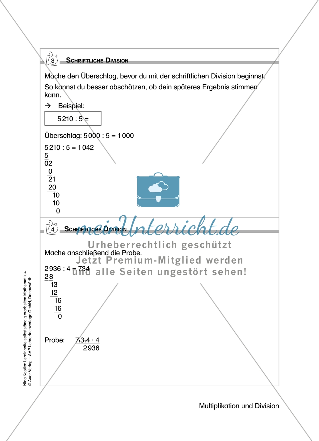 Schüler erarbeiten sich mit diesem Material Lerninhalte zum Thema Multiplikation und Division mit Aufgaben-, Tipp- und Lösungskarten selbstständig. Preview 12