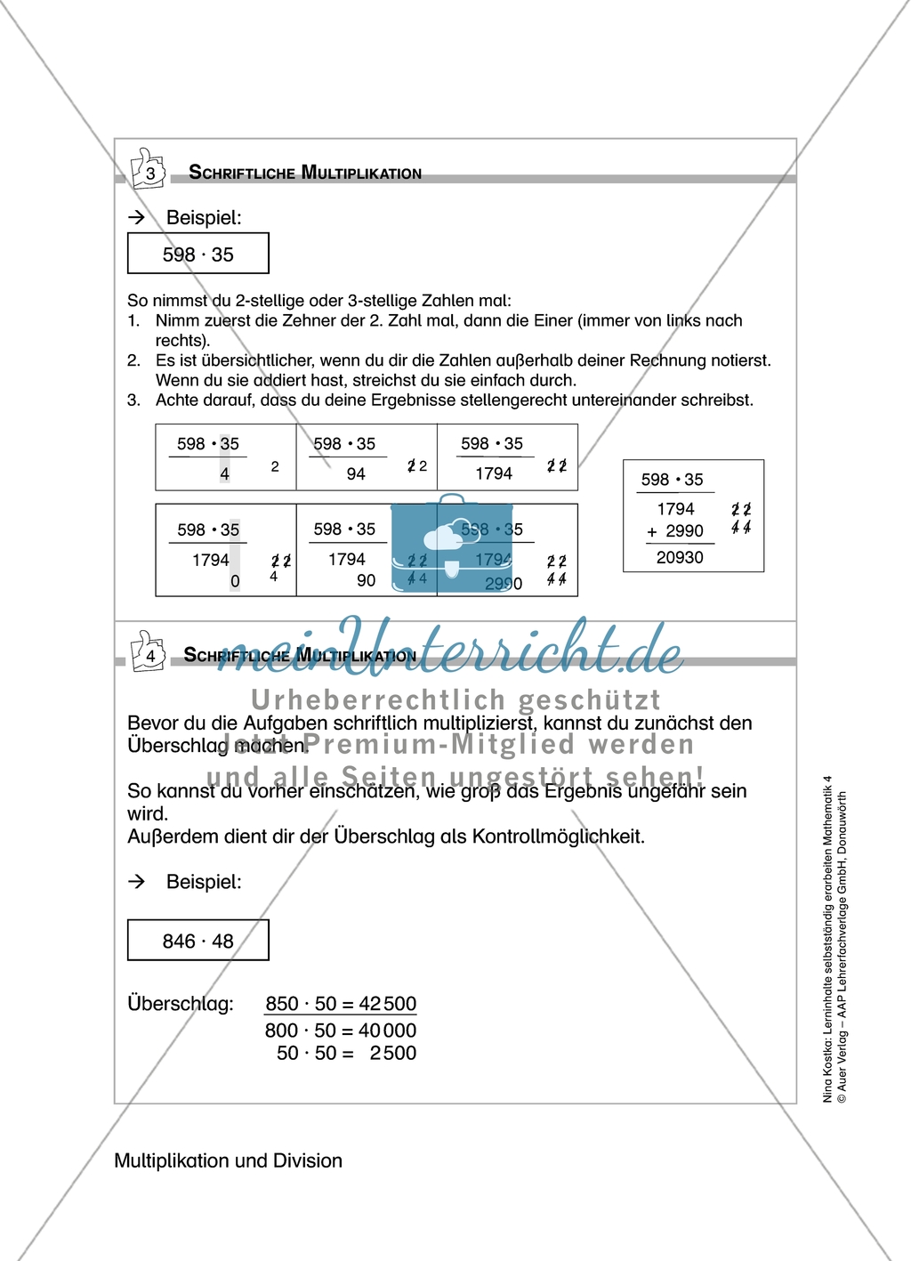 Schüler erarbeiten sich mit diesem Material Lerninhalte zum Thema Multiplikation und Division mit Aufgaben-, Tipp- und Lösungskarten selbstständig. Preview 7