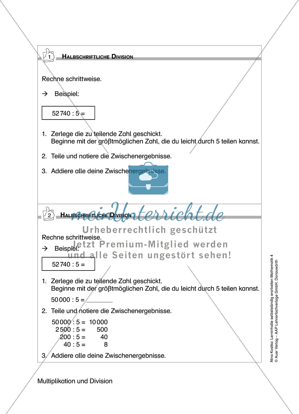 Schüler erarbeiten sich mit diesem Material Lerninhalte zum Thema Multiplikation und Division mit Aufgaben-, Tipp- und Lösungskarten selbstständig. Preview 9