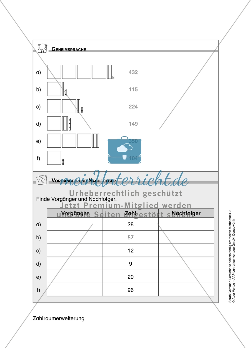 Schüler erarbeiten sich mit diesem Material Lerninhalte zum Thema Zahlraumerweiterung mit Aufgaben-, Tipp- und Lösungskarten selbstständig. Preview 8