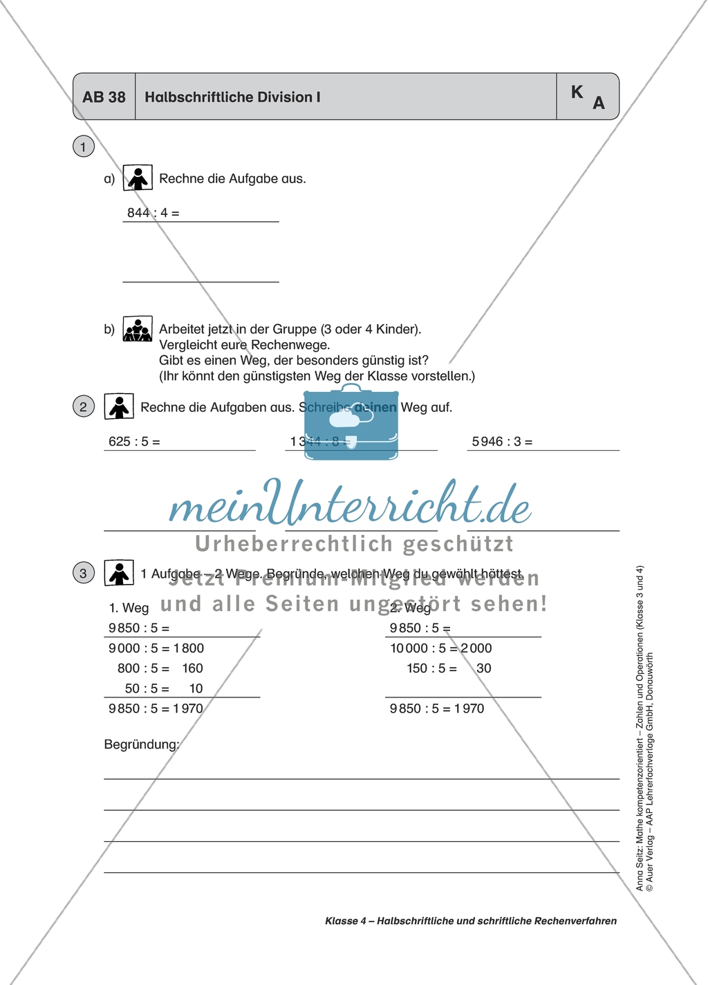 Material für einen kompetenzorientierten Unterricht zum Thema Zahlen und Operationen mit Lösungen (Kl. 4). Preview 5