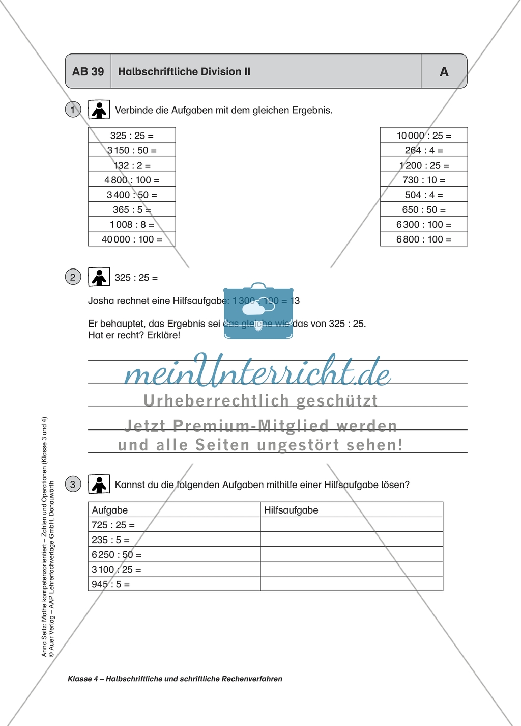 Material für einen kompetenzorientierten Unterricht zum Thema Zahlen und Operationen mit Lösungen (Kl. 4). Preview 6